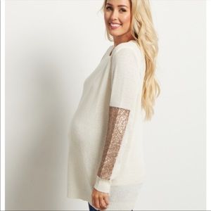 🤰Pink blush sequin sleeve sweater